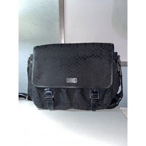 COACH Black Signature Messenger Crossbody Work Travel Bag